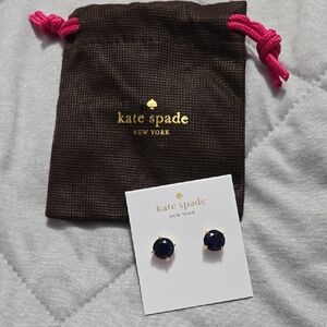 Kate Spade Stud Earrings - Navy Stone With Gold - NEW With Dust bag